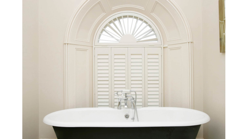 shaped shutters in the bathroom