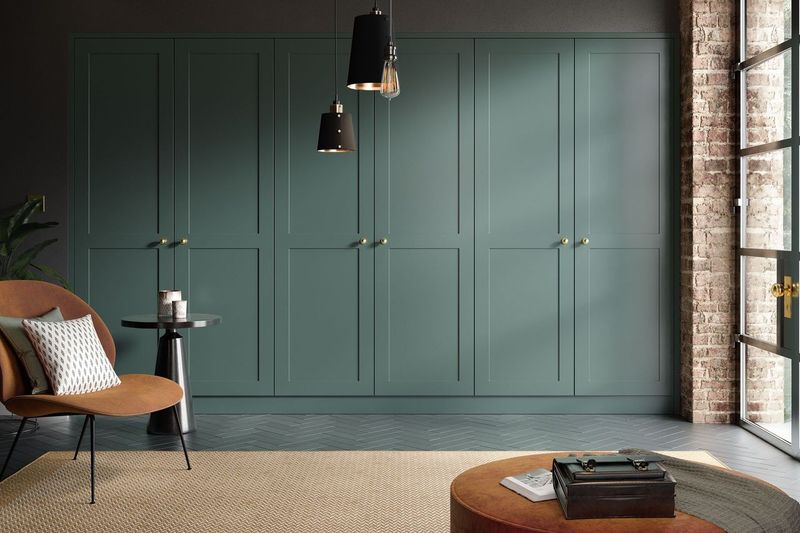 bespoke green fitted wardrobes