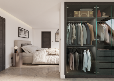 bedroom wardrobe as room divider
