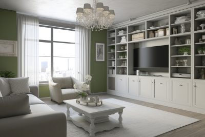 fitted tv unit white shelf